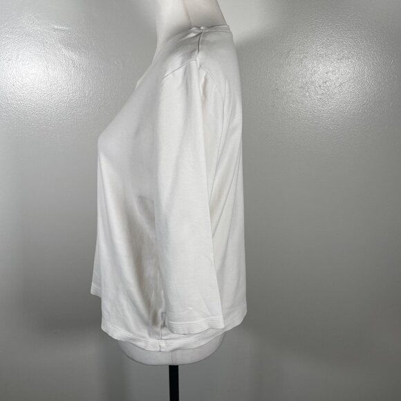 L.L. Bean T Shirt Top Women's Small Regular White Cotton Stretch V Neck Pullover - Picture 6 of 16